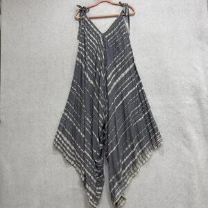 Coco Kai Jumpsuit Womens One Size Gray Tie Dye Handkerchief Hem Boho Hawaii